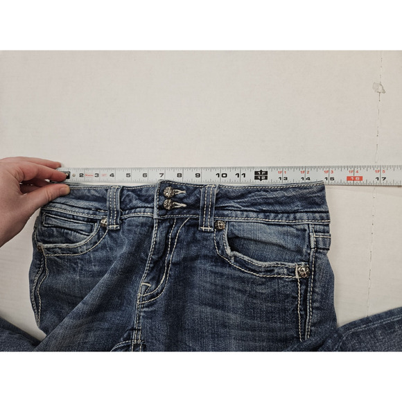 Miss Me Skinny Jeans Women's Size 29x34 Embellished Cross y2k Style Blue - Picture 3 of 12